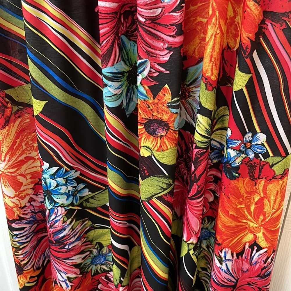 Just Love Sleeveless Wide Shoulder Straps w/ Ties, V-neck Floral Maxi Dress - Picture 6 of 6